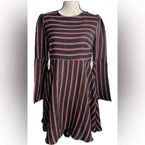 Line+Dot Striped Whimsy Bell Sleeve Striped A-line Dress